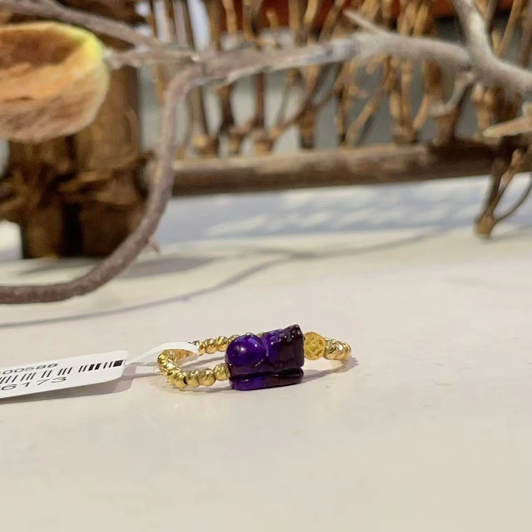 舒俱来帝王紫丝绒貔貅戒指18k/（青萝）5.5*8mm/AZB6173