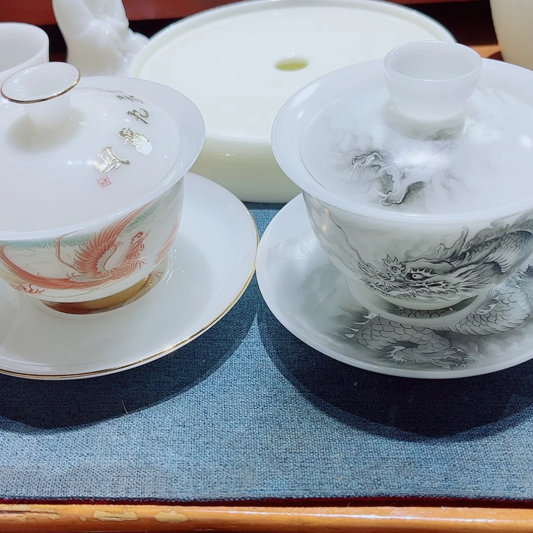 H***h陶瓷素烧区域2个盖碗11111