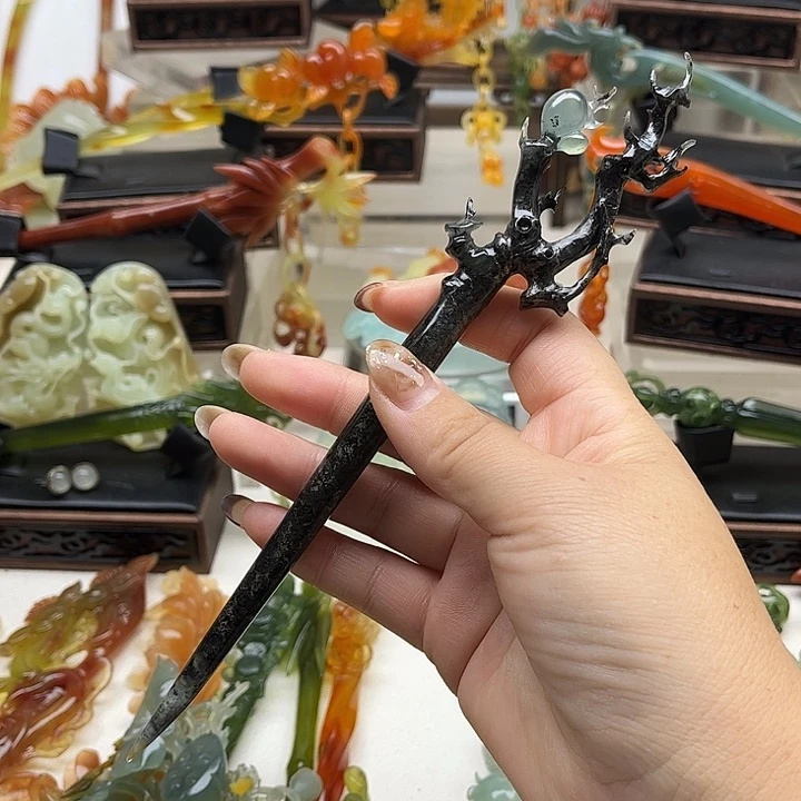 蛇纹石玉岫玉发簪未镶嵌杜**祥