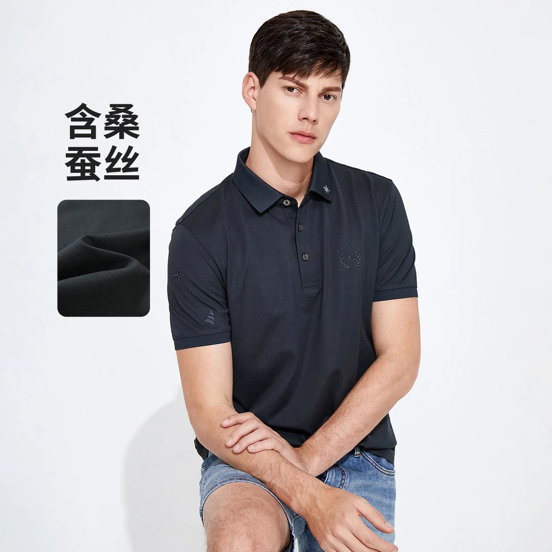 [含桑蚕丝]navigare意大利小帆船短袖POLO衫男款休闲通勤夏款T恤