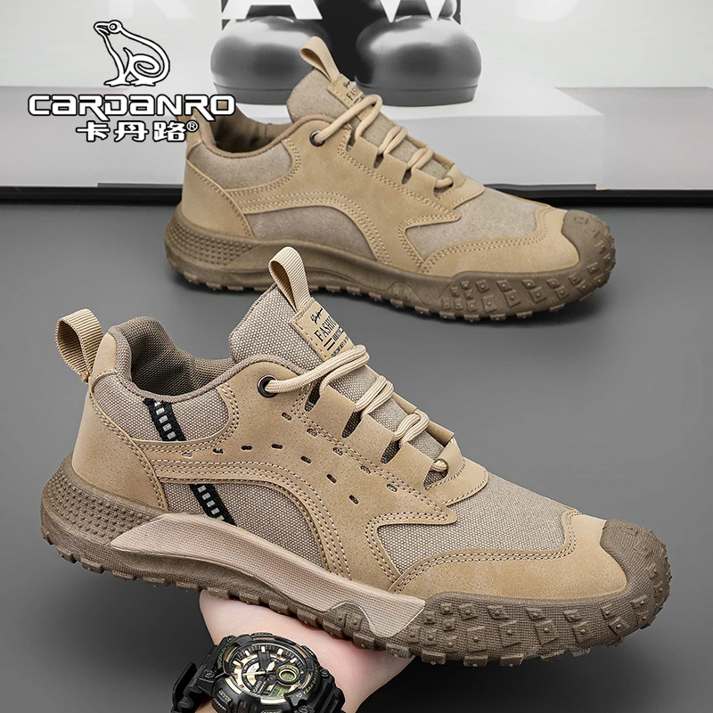意大利卡丹路劳保男鞋夏季透气网面工地干活鞋男防滑耐磨休闲板鞋