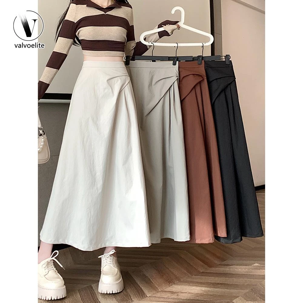 VALVOELITE不规则半身裙女秋冬季梨型身材遮胯字长裙子不露腿伞裙