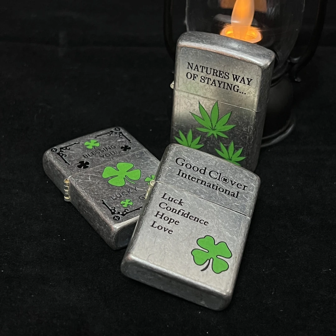 爆款个性创意复古老式男士古铜金属锌合金砂轮煤油打火机绿色网红