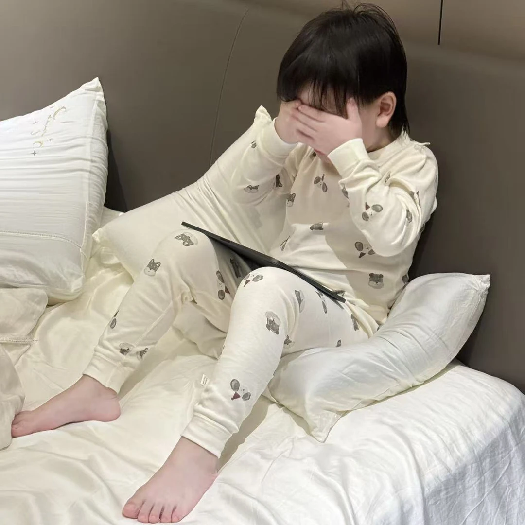 100%棉 天然有机棉|可爱满印圆领莱卡家居服套装1YJ3