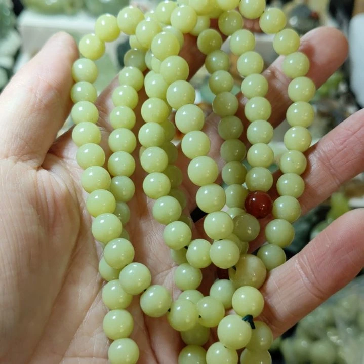 岫玉108粒手串项链两用未镶嵌