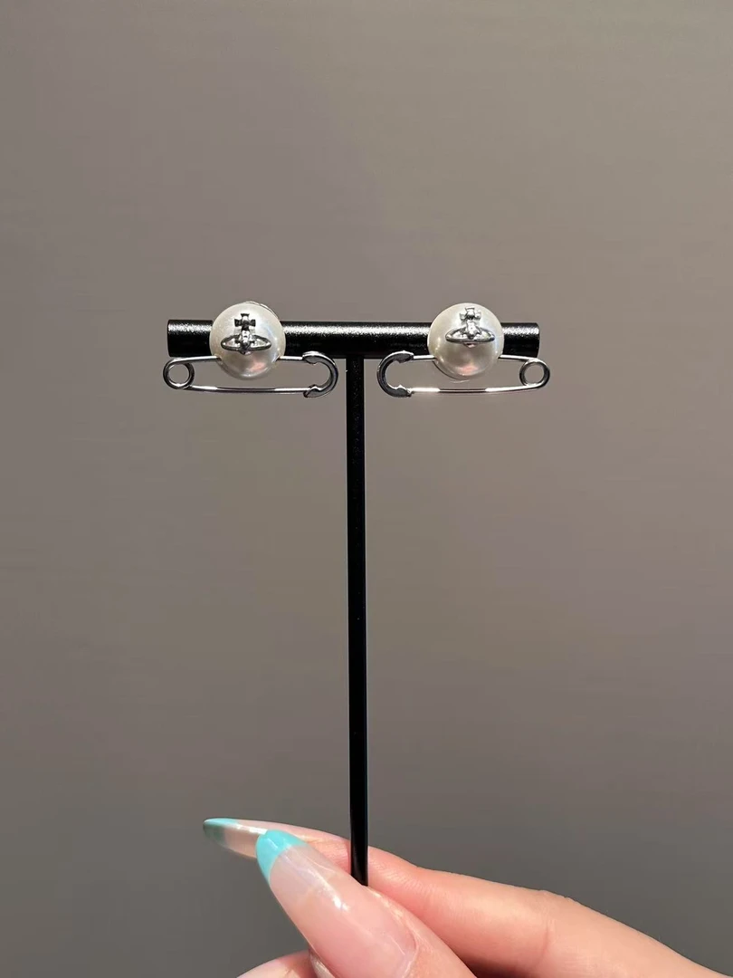 铜合金仿珍珠耳饰 【圆珍珠别针土星耳钉】气质百搭土星珍珠耳钉