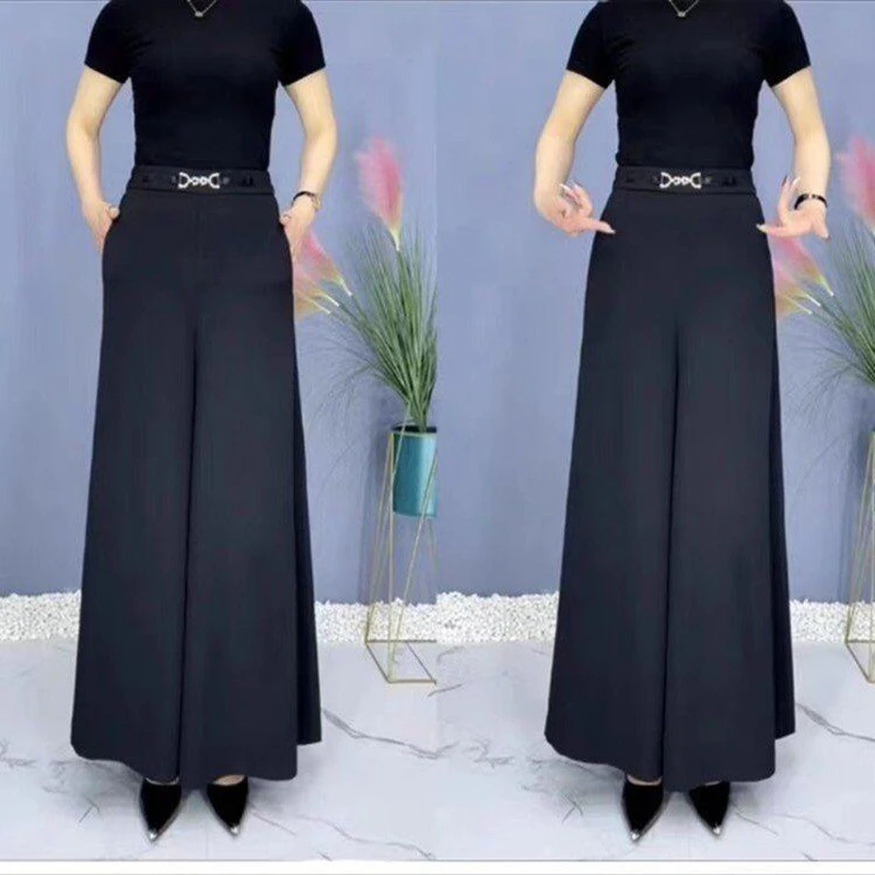 文艺气质时尚百搭春季新品女士纯色裤腿裤