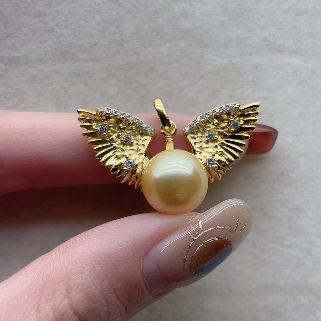 吊坠92银S925镶嵌海水珍珠