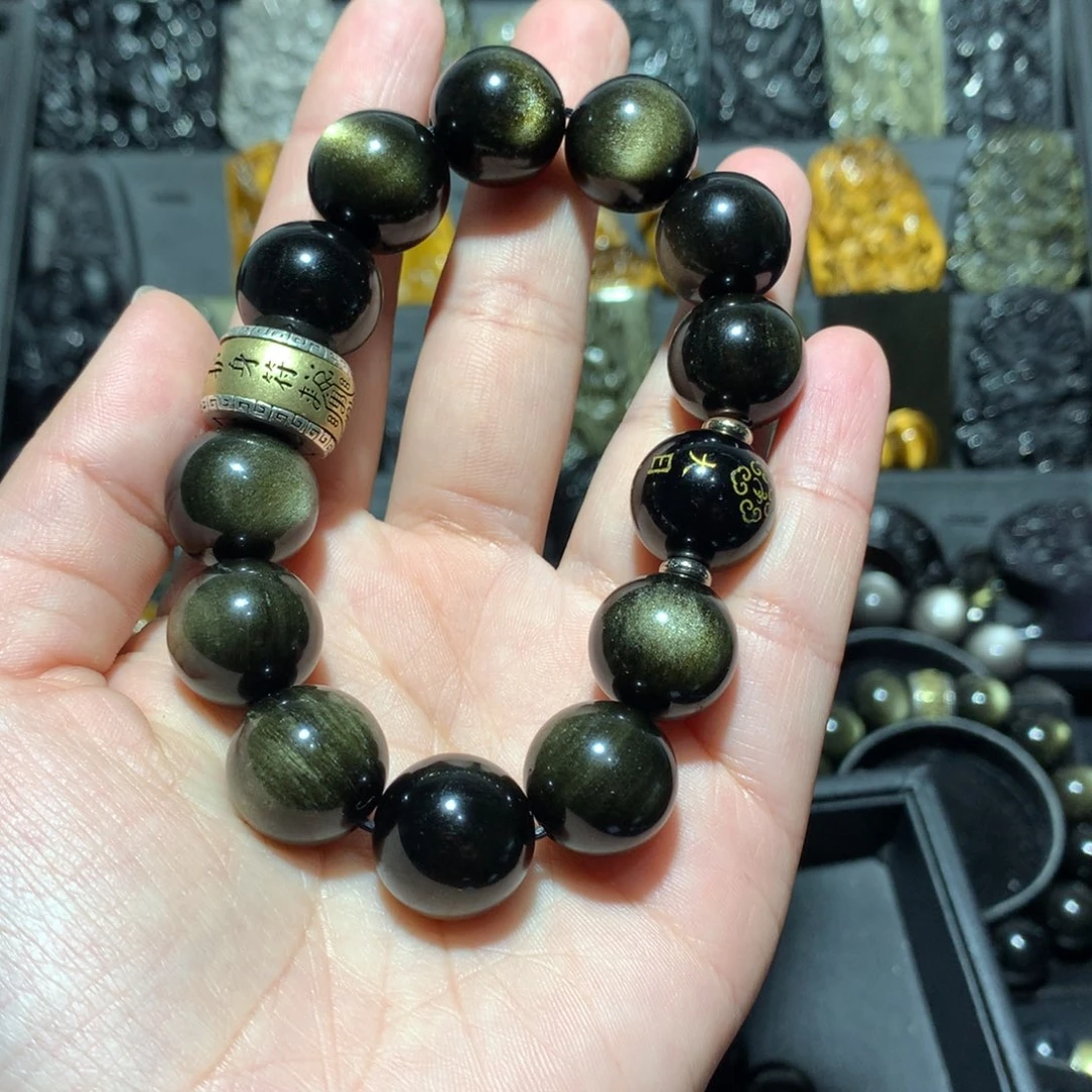 黑曜岩手串未镶嵌?*子定制手串