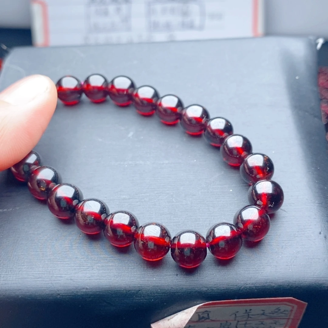石榴石未镶嵌手链天然8.6玻璃体130斤可戴喜欢完美勿拍