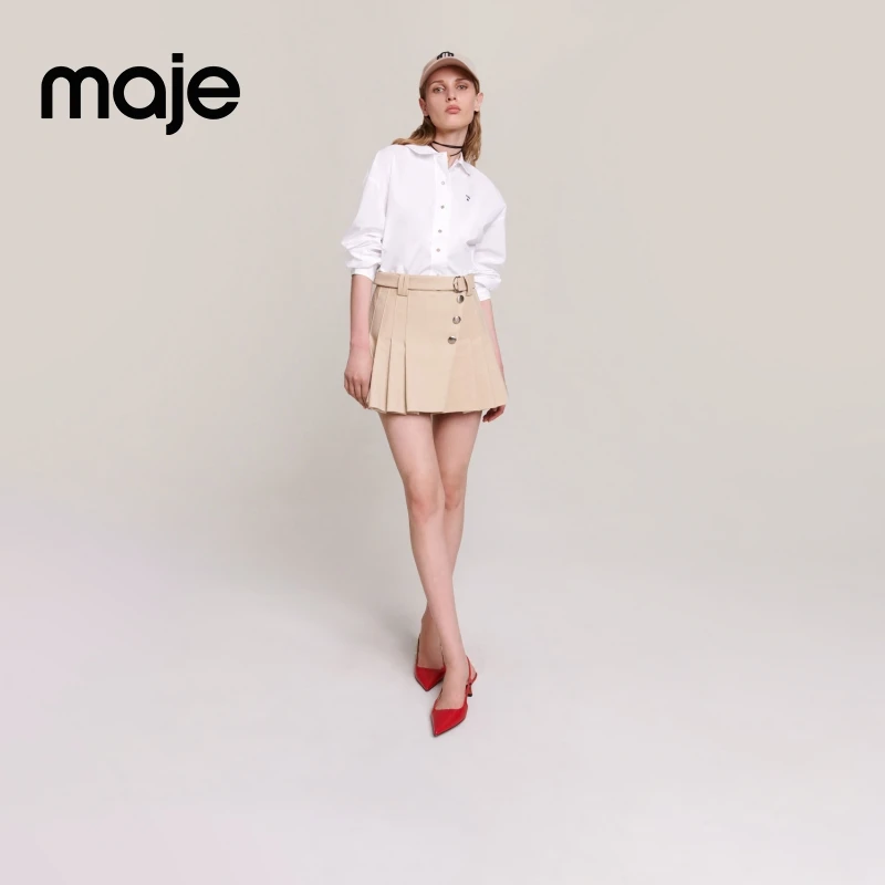 Maje早秋女装时尚学院风百褶短款半身裙MFPJU01055