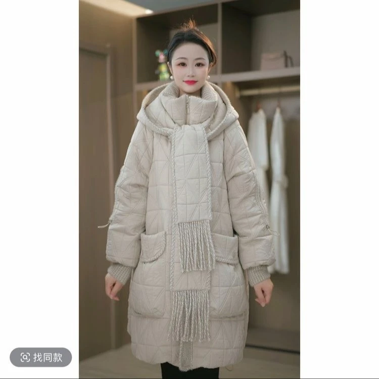 时尚新款简约百搭气质冬季保暖外套宽松减龄纯色冬季休闲风棉服