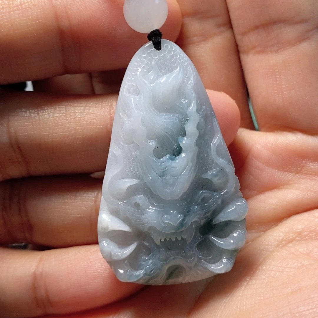 翡翠吊坠(不含链)未镶嵌小***月缅甸翡翠A货龙牌