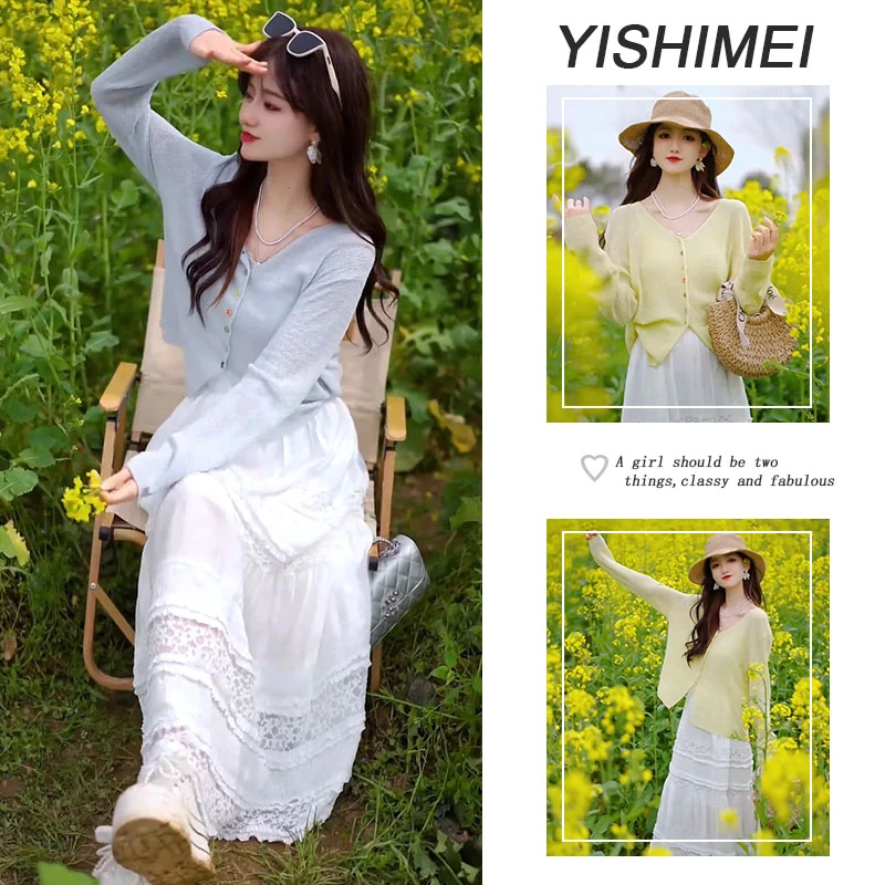 春夏时尚穿搭2025年新款韩系时尚简约百搭长袖上衣半身裙两件套装