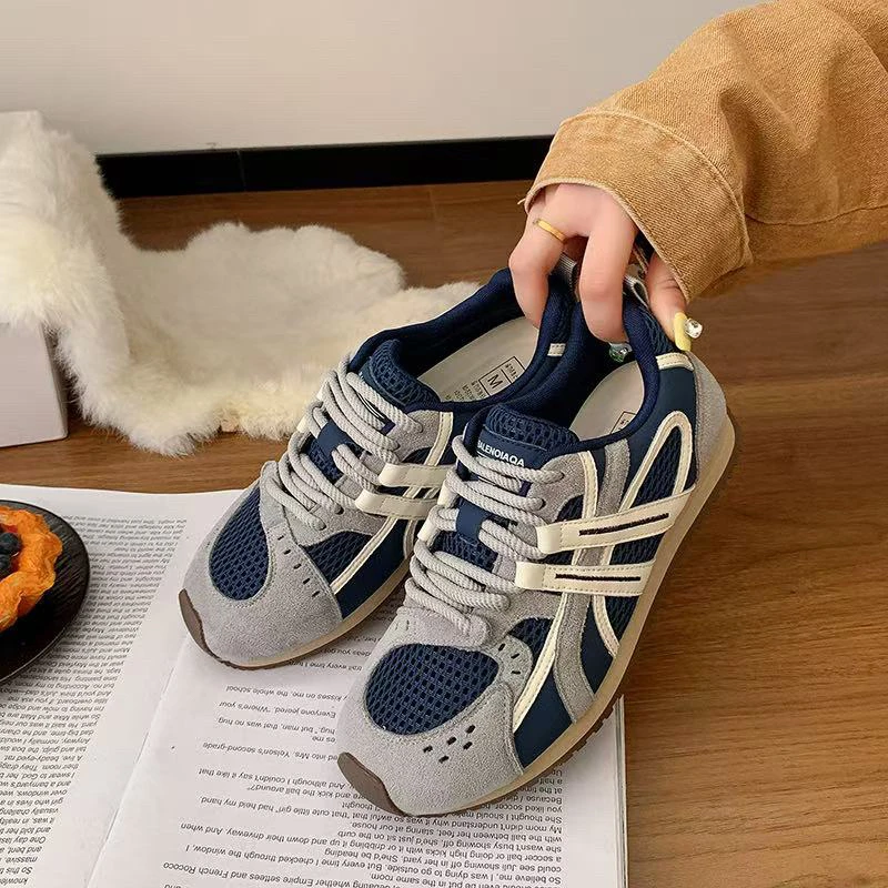 潮鞋透气时尚休闲鞋时尚中跟深口小众阿甘鞋四季通用83-71