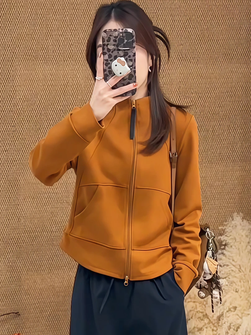 【双面绒】早秋巨好看立领拉链开衫卫衣外套女2025时尚洋气短款上衣