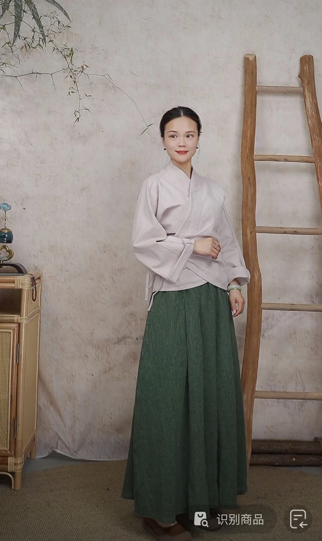 七初定制布衣｜ 亚麻棉混纺脏染半裙｜棉麻双层带里衬通勤穿搭