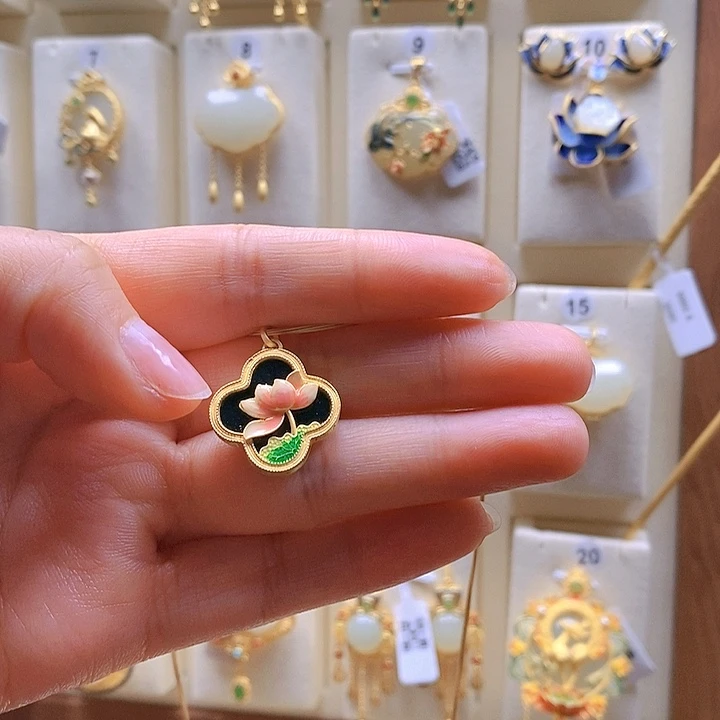 和田玉颈饰银S925镶嵌