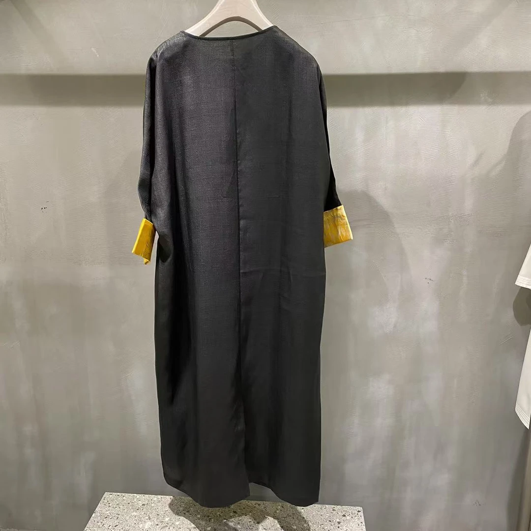 38姆米 新中式 玄黑 桑蚕丝 香云纱 长裙 Q0655