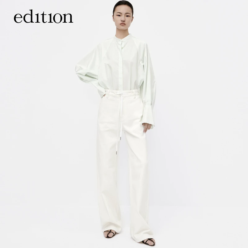 【金拐子专属】edition衬衫别致小立领连肩长袖棉衬衣#EBC3TOPT03