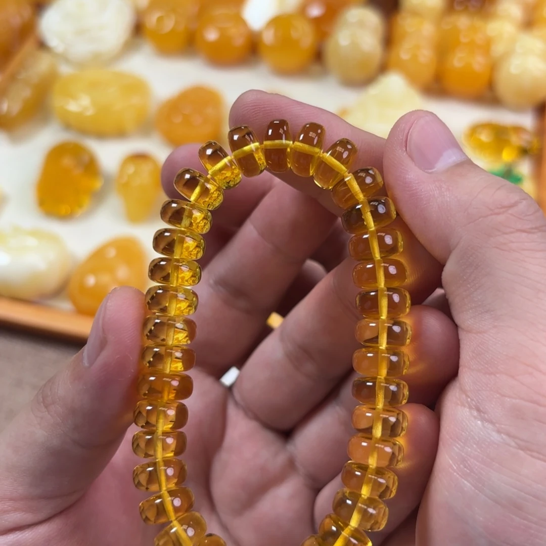 蜜蜡未镶嵌裸石手串