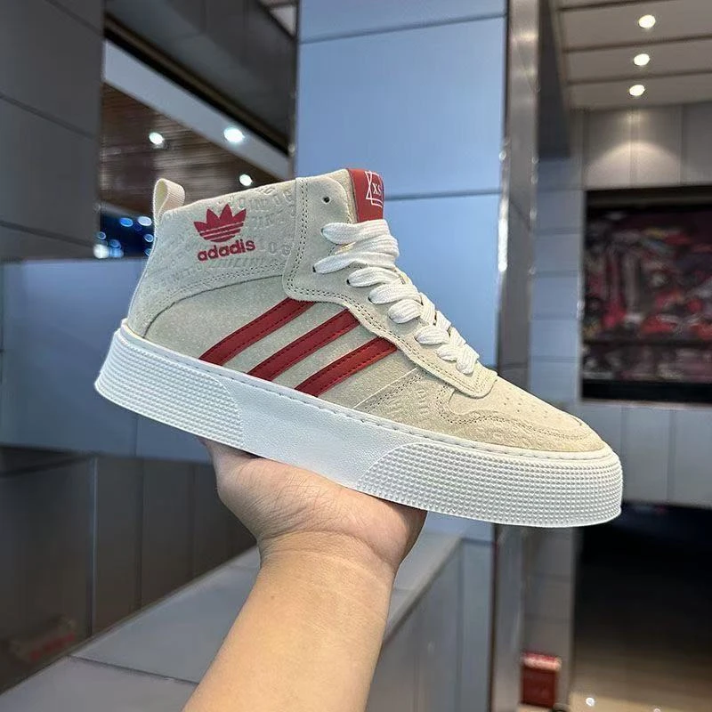【香港DcSU&Shoes官方正品】三道杠高帮板鞋布面拼色厚底时尚休闲鞋