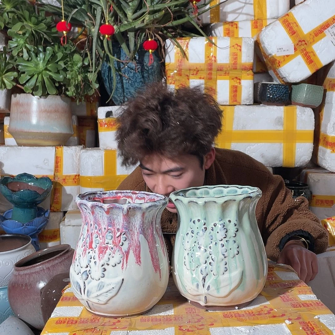 无铅玻璃宜兴紫砂花盆