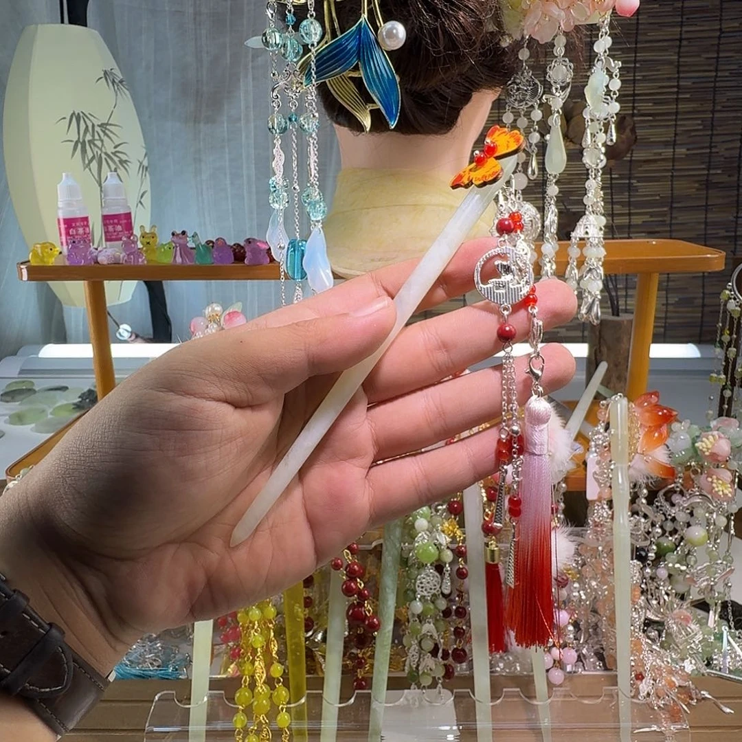 蛇纹石玉合金发饰
