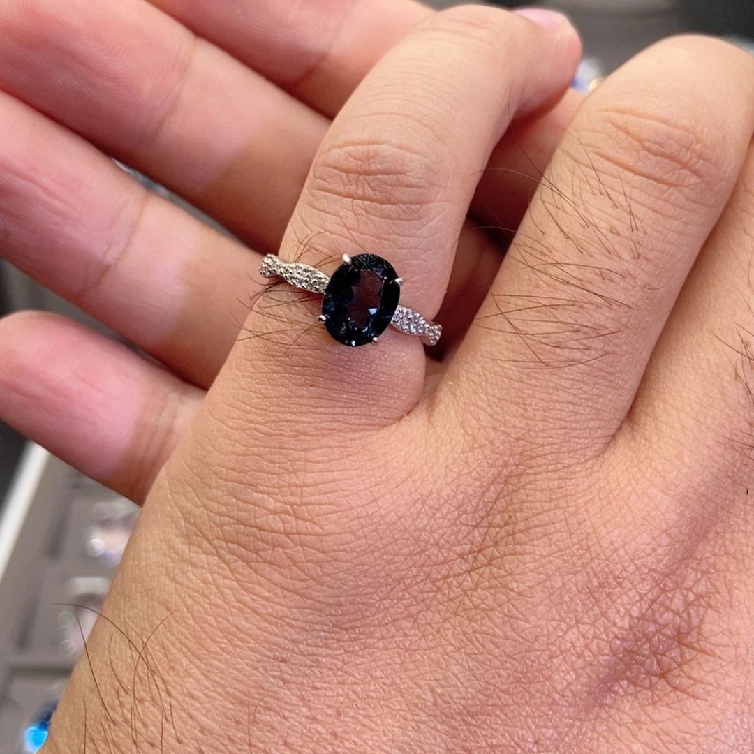 托帕石戒指银S925镶嵌艾*