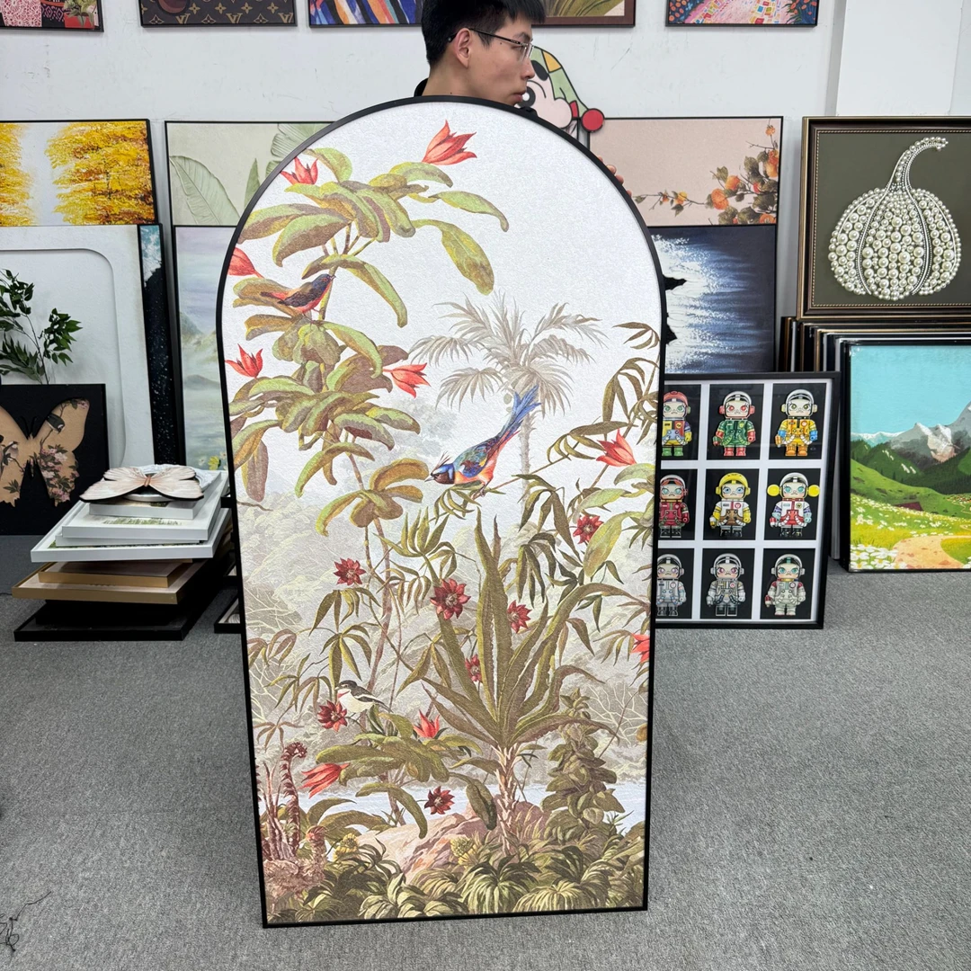 BB美式南洋古风斋普尔美式玄关装饰画高级感拱形艺术壁画70140