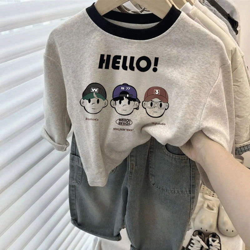 100纯棉男童春秋新款2025男孩上衣中大童学生儿童帅气打底衫爆款T