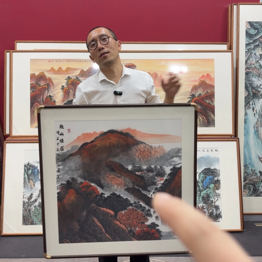 国画带框绘画80/80尺寸