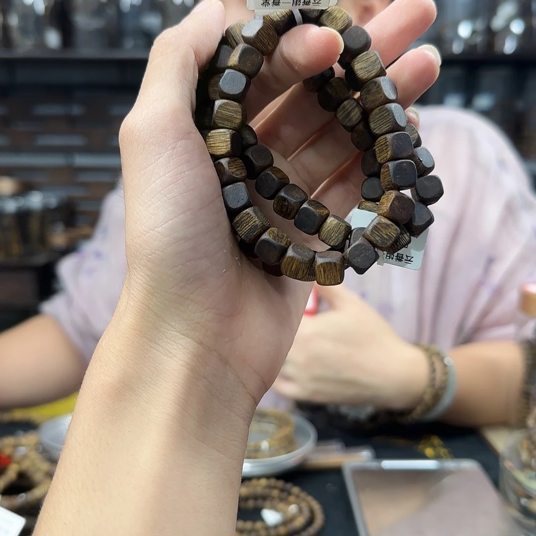 沉香手串奇楠沉香四方珠单圈多样性发一