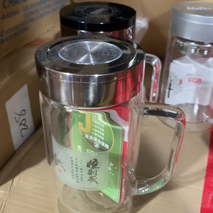 玻璃茶隔款富光把手玻璃杯金属盖