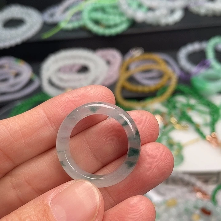 翡翠未镶嵌手链冰飘花戒指