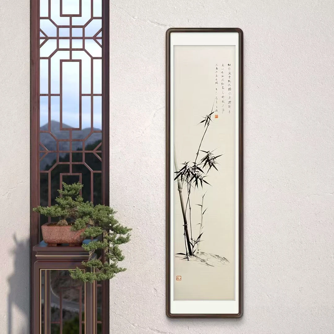 《竹子》纯手绘四尺对开竖幅写意花鸟画玄关厅堂国画墨竹挂画作品