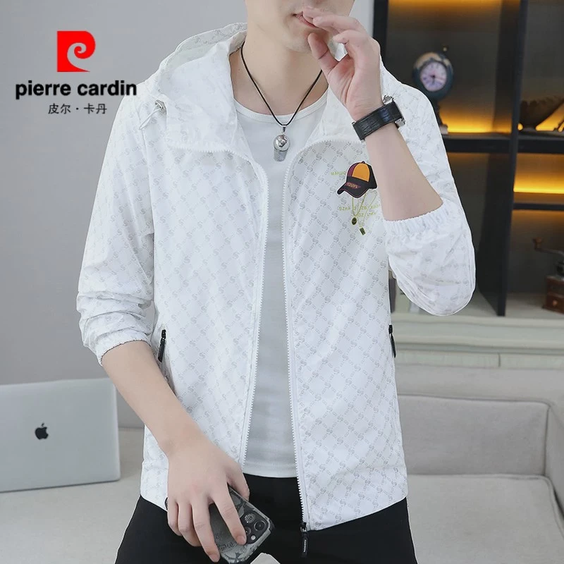 皮尔卡丹夏季防晒服外套男潮流帅气欧洲站超薄冰丝连帽夹克速干透