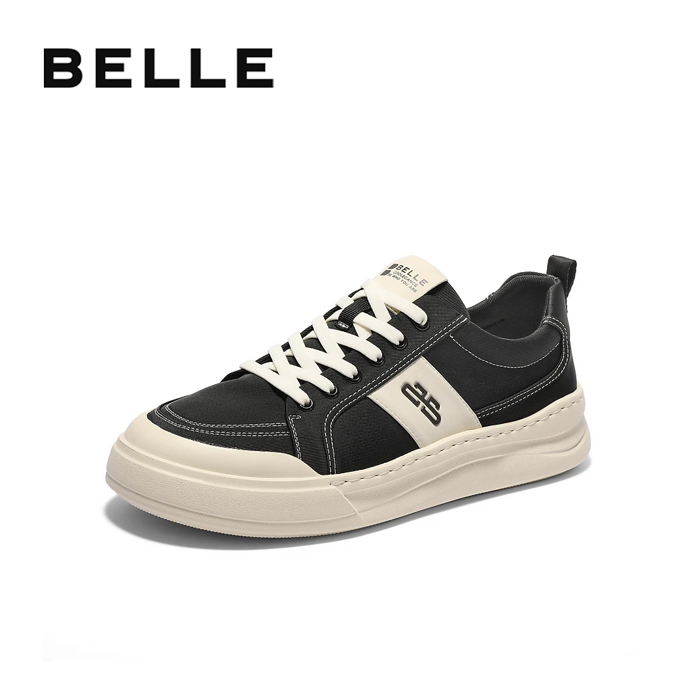 百丽透气休闲布鞋男鞋2025春新商场同款厚底舒适百搭板鞋8SM01AM5