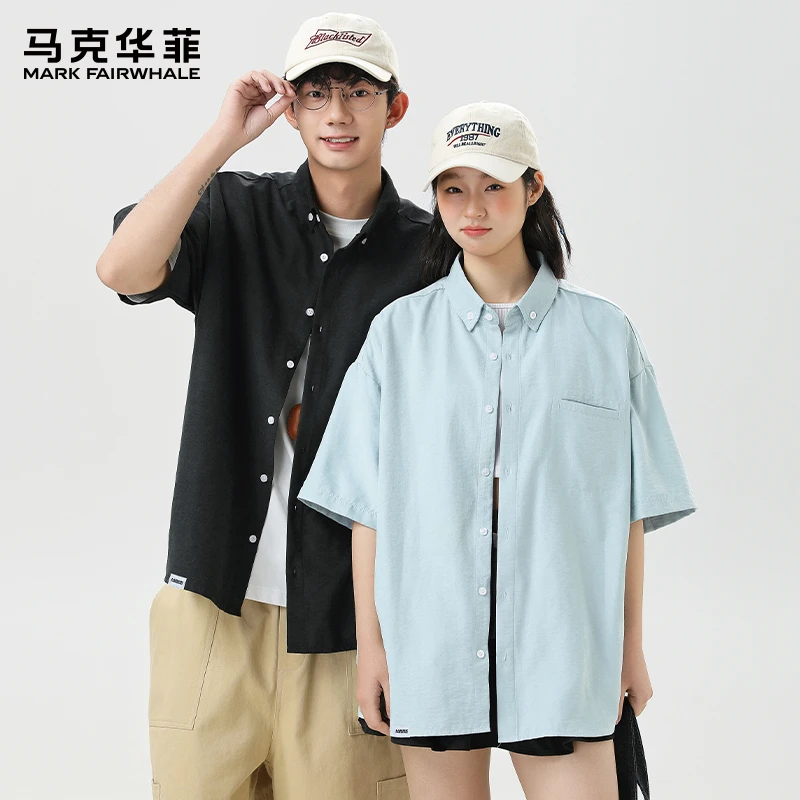 马克华菲短袖衬衫男士夏季薄款休闲五分半袖潮流高级感衬衣服外套