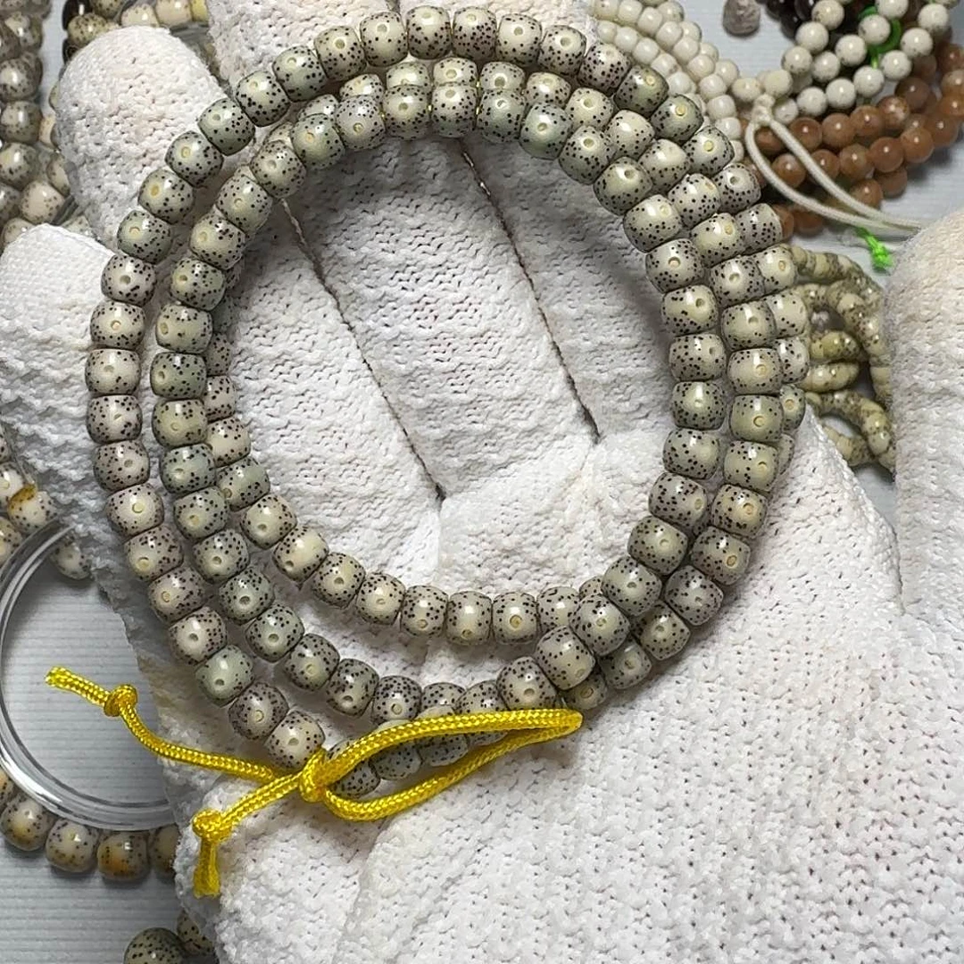 星月菩提手串原生态石玉料卡6鼓珠脖挂