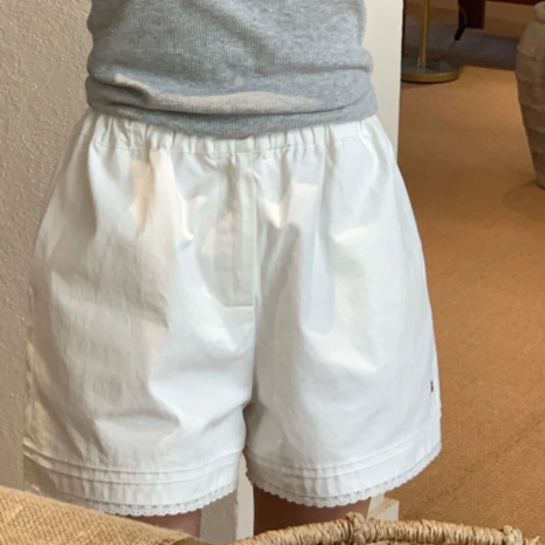 韩国东大门代夏季新款高腰显瘦花边短裤女#