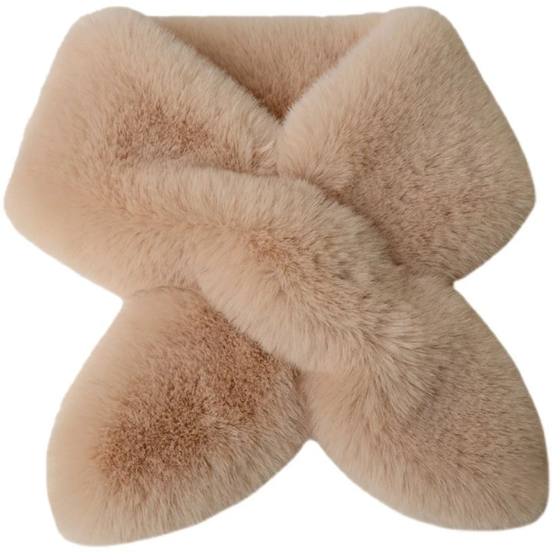 围巾女冬加厚保暖仿獭兔毛围脖百搭护颈毛绒交叉围巾男女士通用M