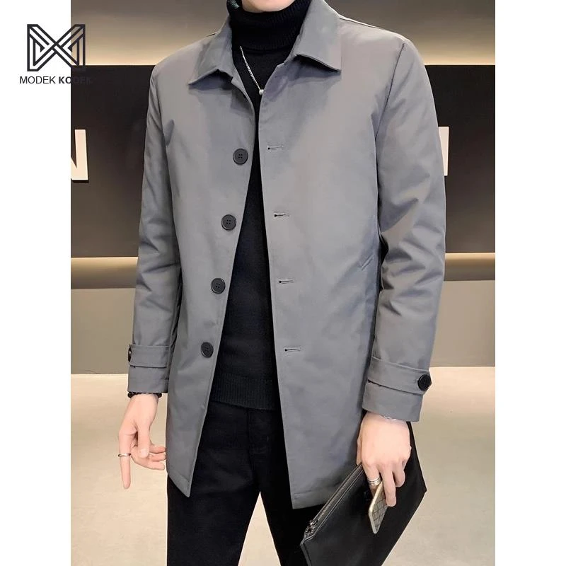 MODEK KODEK冬季男士中长款轻薄风衣羽绒外套2025年新款大码上衣