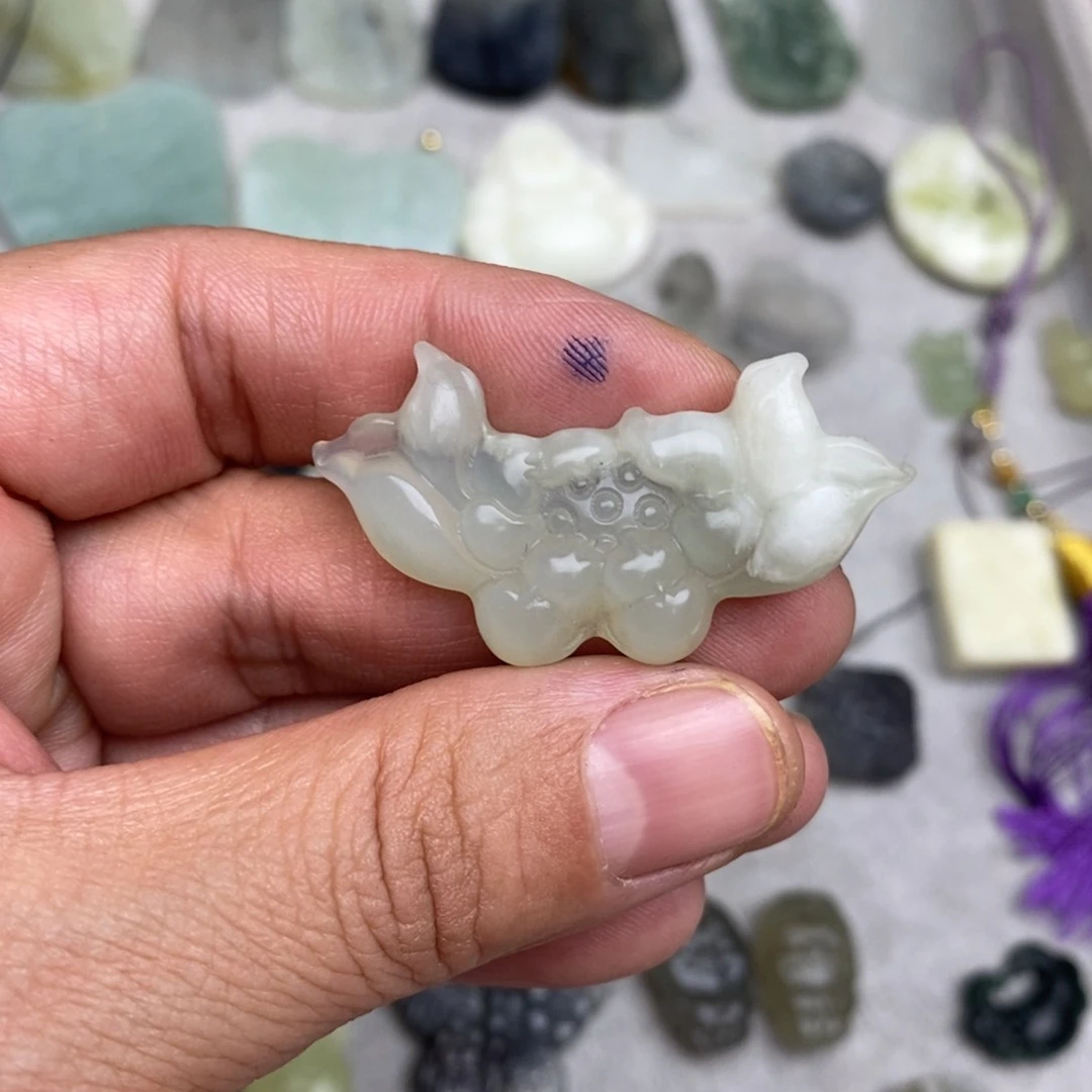 岫玉纯天然岫玉挂件戒圈微瑕未镶嵌