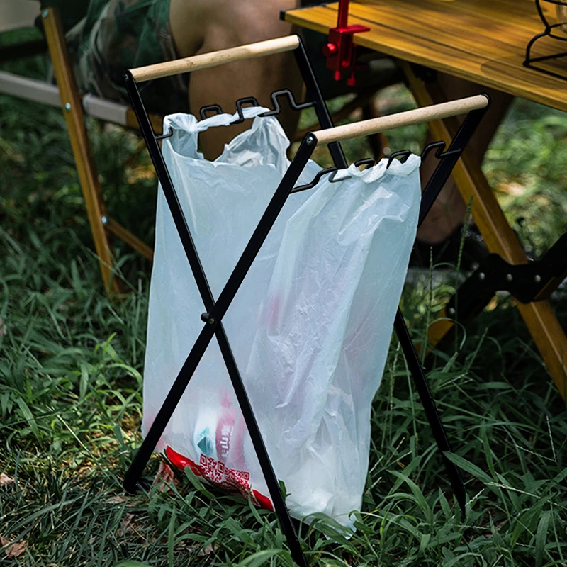 户外垃圾架多功能折叠露营收纳塑料袋支撑架野营烧烤木柄支架
