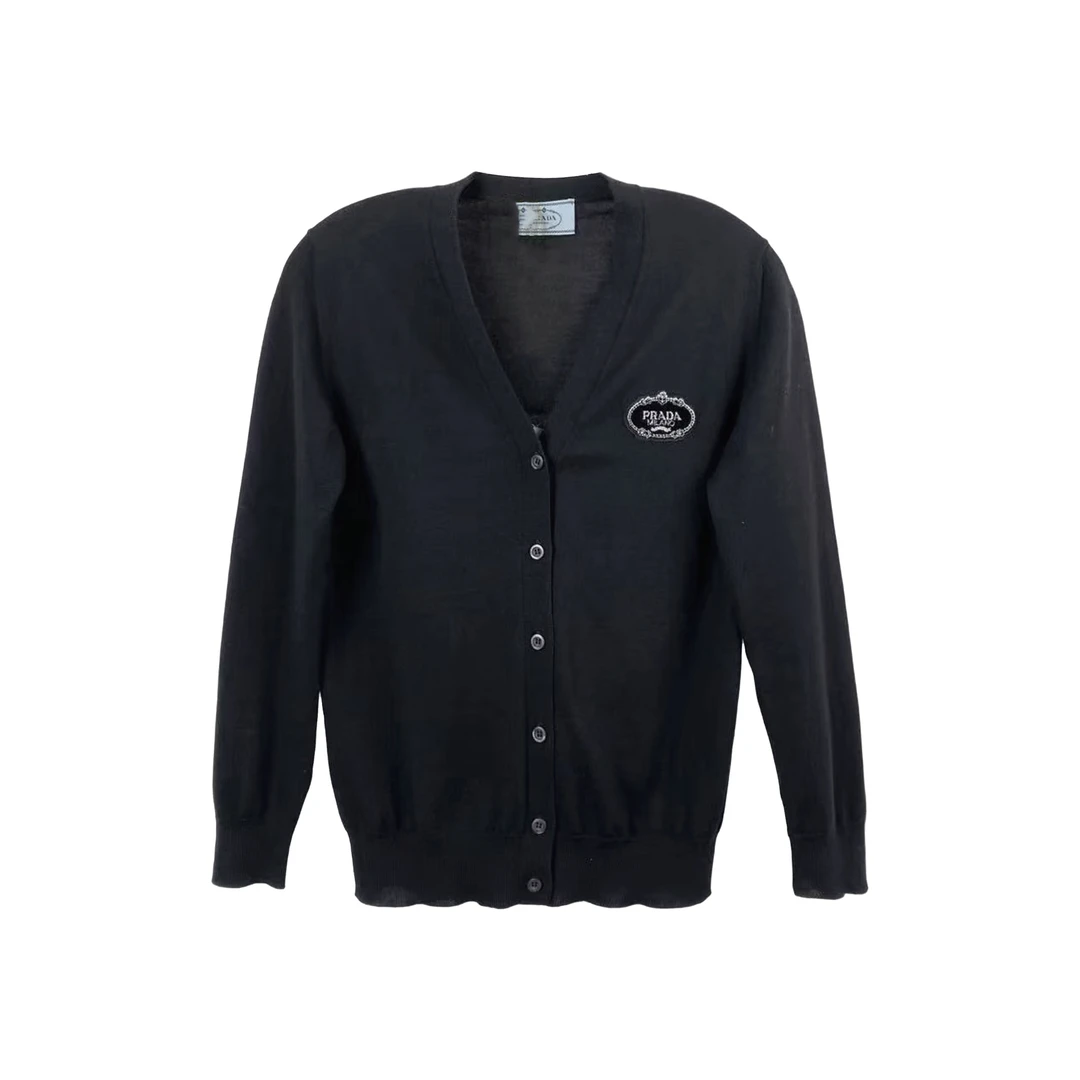 未使用 Prada/普拉达  刺绣logo长袖羊毛开衫