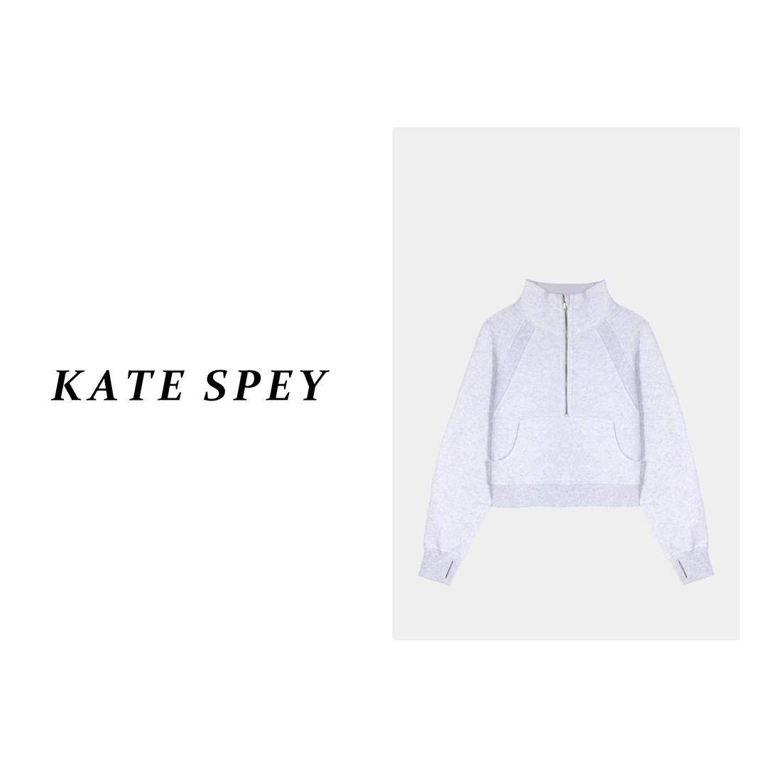 凯特丝蓓582#加绒瑜伽服外套女立领半拉链跑步运动上衣保暖运动服