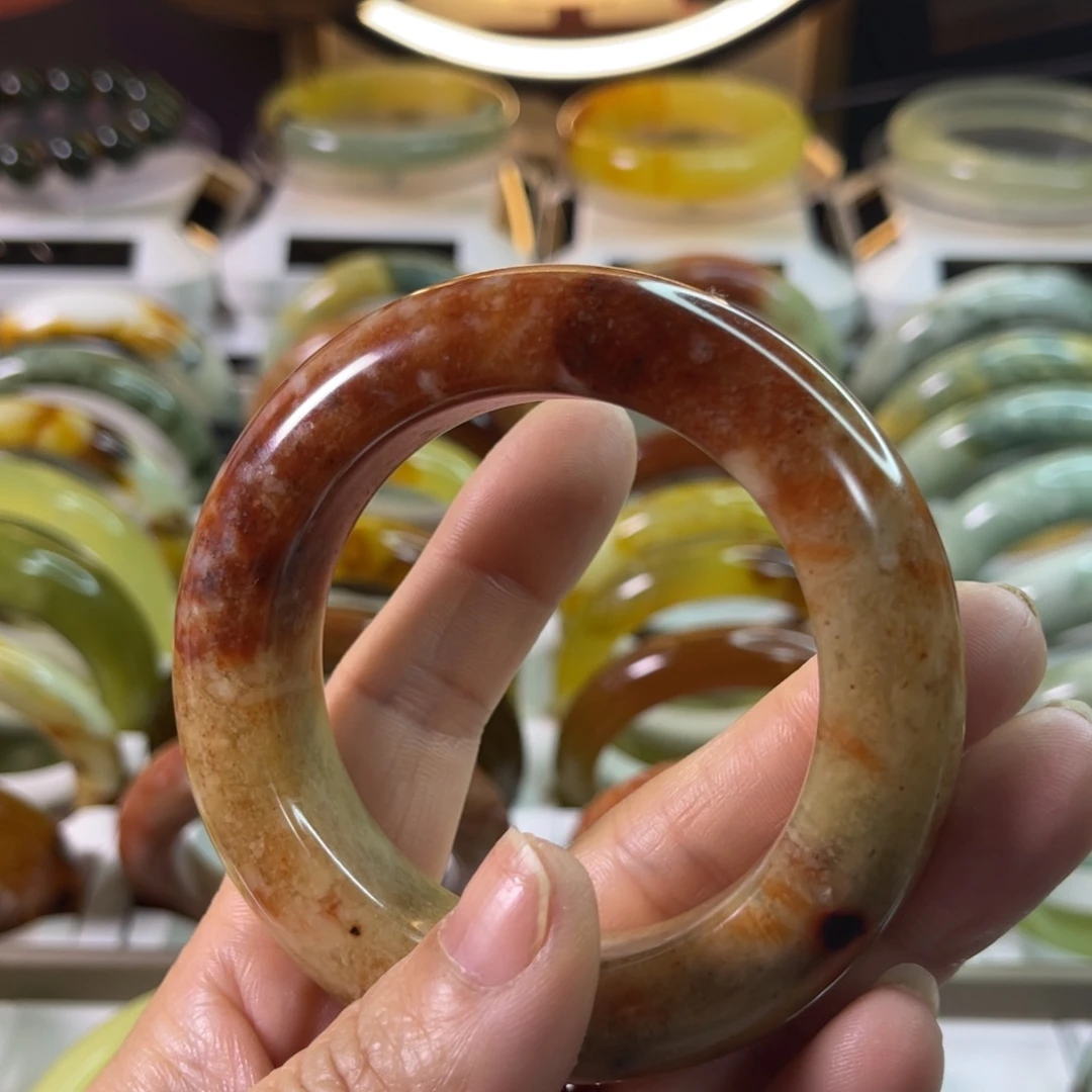 心***飘蛇纹石玉未镶嵌手镯