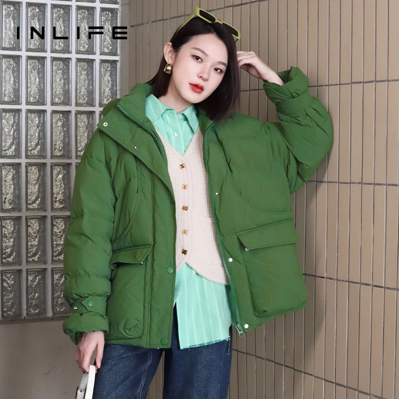 inlife专柜同款白鸭绒加厚羽绒服韩版短款女D23D2Y7592