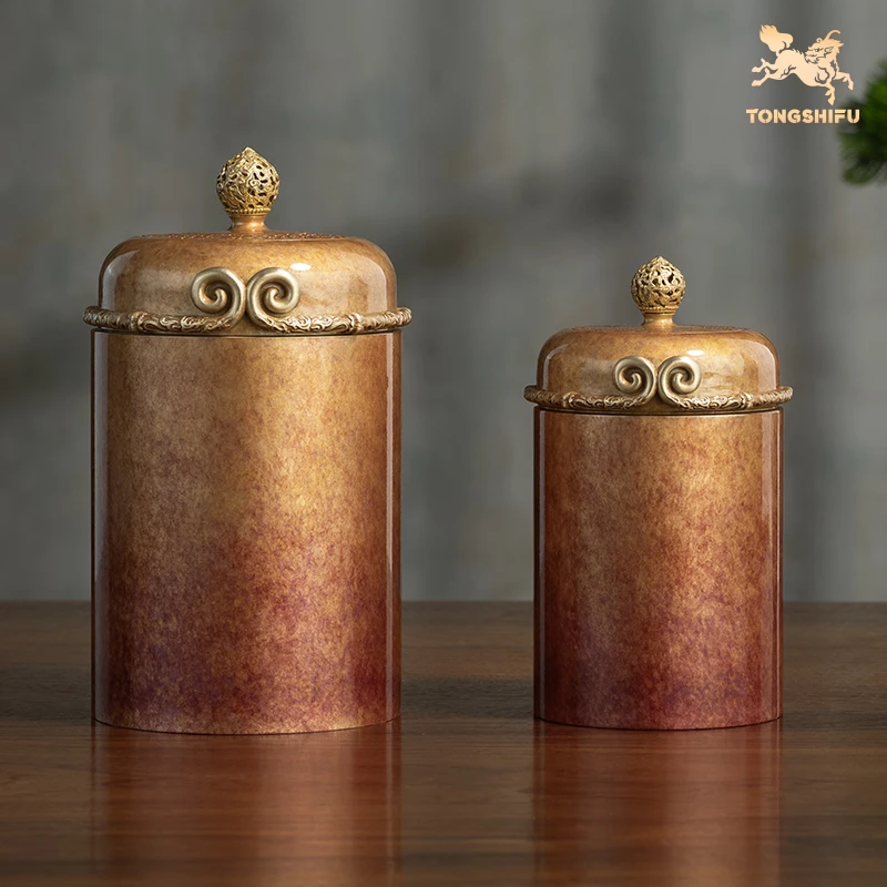 铜师傅《悟空之茶叶罐》创意茶室装饰铜摆件 家用密封储茶罐收纳罐